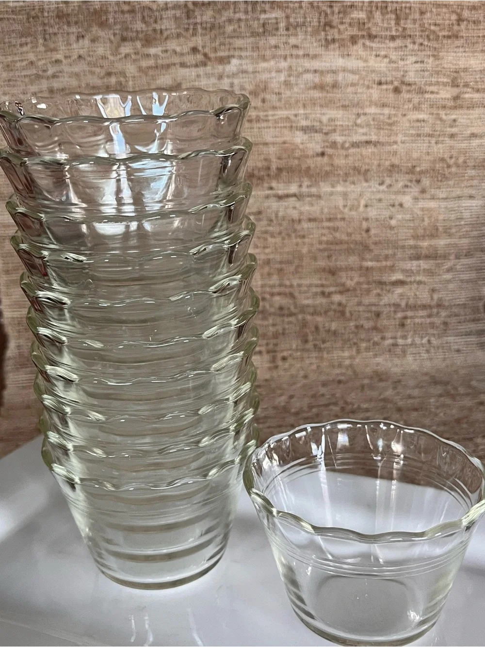 Pyrex Clear Glass Scalloped Edge Dessert Cups - Set of 11